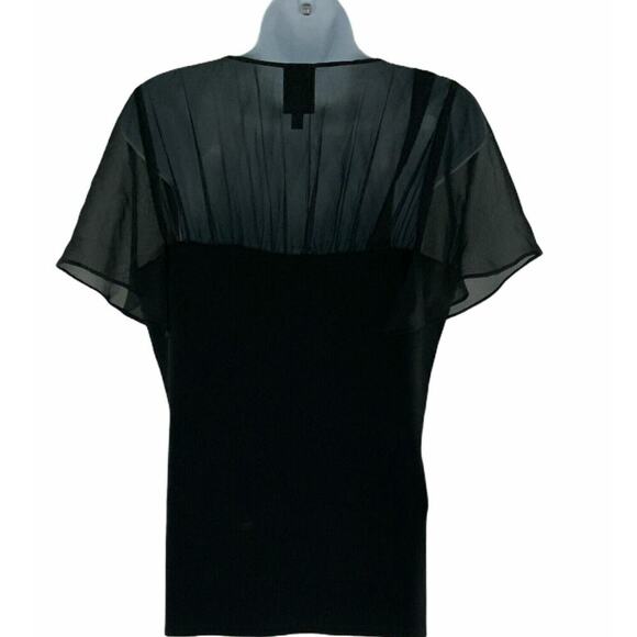 Due Per Due Blouse Womens L Sheer Flutter Sleeve Cocktail Square Neck Elegant - Picture 2 of 4